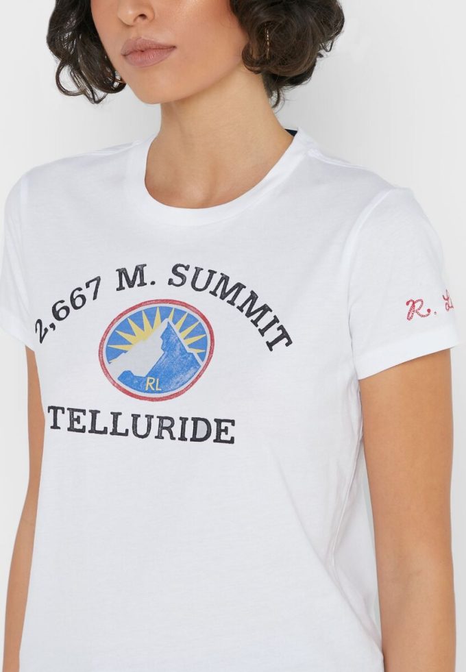 Camisetas blancas con cuello redondo y gráficos de Ralph Lauren para mujer Camisetas blancas con cuello redondo y gráficos de Ralph Lauren para mujer