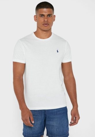 Camisetas blancas de cuello redondo con logo en el pecho de Ralph Lauren para hombre