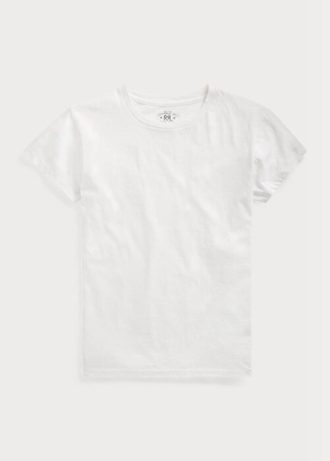 Camisetas blancas de cuello redondo de jersey de algodón Ralph Lauren para mujer Camisetas blancas de cuello redondo de jersey de algodón Ralph Lauren para mujer