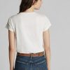 Camisetas blancas de cuello redondo de jersey de algodón Ralph Lauren para mujer