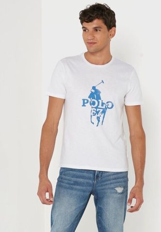 Camisetas blancas de cuello redondo estampadas de Ralph Lauren para hombre