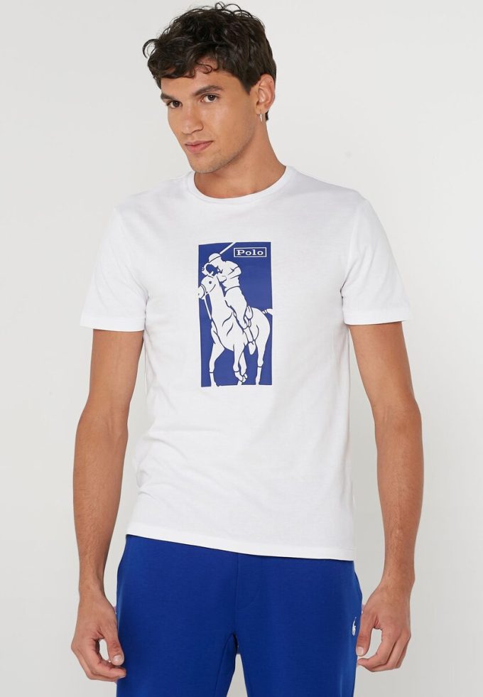 Camisetas blancas de cuello redondo estampadas de Ralph Lauren para hombre