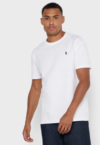 Camisetas blancas de cuello redondo Ralph Lauren Essential para hombre