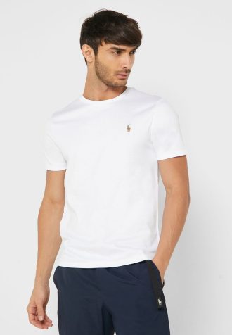 Camisetas blancas de cuello redondo Ralph Lauren Essential para hombre