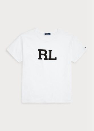 Camisetas blancas de jersey con el logotipo de Ralph Lauren RL para mujer Camisetas blancas de jersey con el logotipo de Ralph Lauren RL para mujer