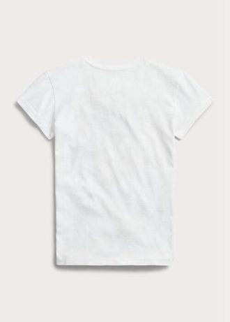 Camisetas blancas de jersey de algodón con el logotipo de Ralph Lauren para mujer Camisetas blancas de jersey de algodón con el logotipo de Ralph Lauren para mujer