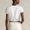Camisetas blancas de jersey Ralph Lauren RL con apliques de gamuza para mujer Camisetas blancas de jersey Ralph Lauren RL con apliques de gamuza para mujer