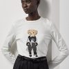 Camisetas blancas de manga larga de algodón Ralph Lauren Cinema Polo Bear para mujer Camisetas blancas de manga larga de algodón Ralph Lauren Cinema Polo Bear para mujer