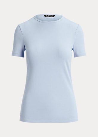 Camisetas de algodón elástico Ralph Lauren azules para mujer