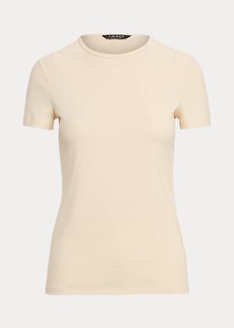 Camisetas de algodón elástico Ralph Lauren para mujer en color crema