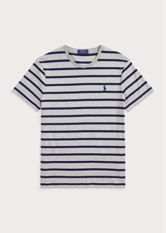 Camisetas de algodón suave a rayas entalladas personalizadas Ralph Lauren para hombre en gris