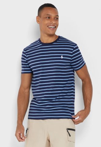 Camisetas de cuello redondo a rayas de Ralph Lauren para hombre en azul