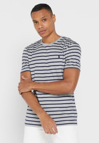 Camisetas de cuello redondo a rayas Ralph Lauren grises para hombre