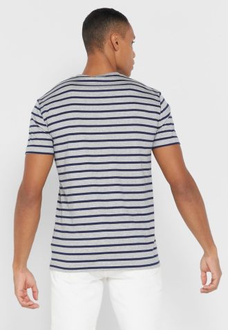 Camisetas de cuello redondo a rayas Ralph Lauren grises para hombre