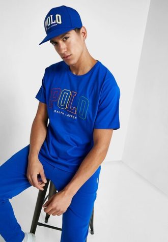 Camisetas de cuello redondo con el logotipo de Ralph Lauren para hombre en azul