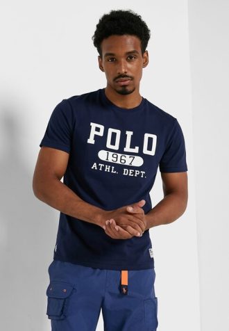 Camisetas de cuello redondo con el logotipo de Ralph Lauren para hombre en azul marino