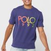 Camisetas de cuello redondo con el logotipo de Ralph Lauren para hombre en azul marino