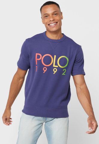 Camisetas de cuello redondo con el logotipo de Ralph Lauren para hombre en azul marino Camisetas de cuello redondo con el logotipo de Ralph Lauren para hombre en azul marino