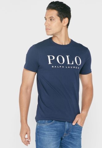 Camisetas de cuello redondo con el logotipo de Ralph Lauren para hombre en azul marino