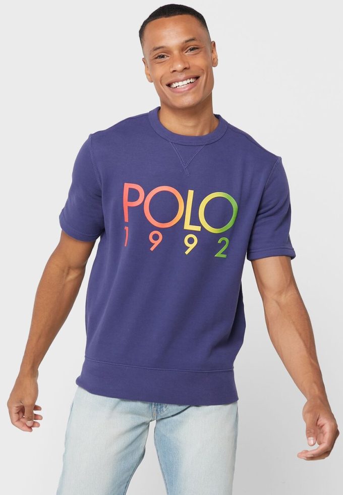 Camisetas de cuello redondo con el logotipo de Ralph Lauren para hombre en azul marino