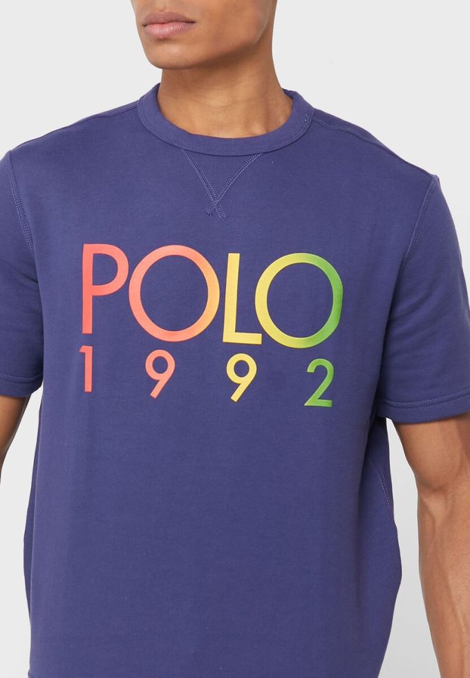 Camisetas de cuello redondo con el logotipo de Ralph Lauren para hombre en azul marino