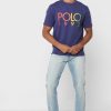 Camisetas de cuello redondo con el logotipo de Ralph Lauren para hombre en azul marino
