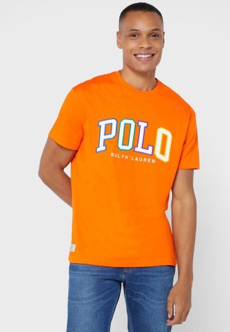 Camisetas de cuello redondo con el logotipo de Ralph Lauren para hombre en color naranja