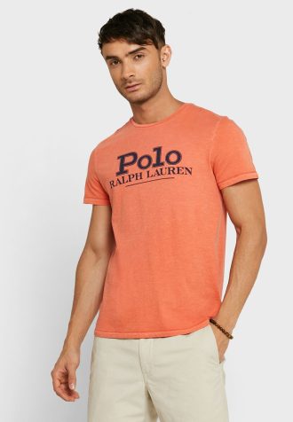 Camisetas de cuello redondo con el logotipo de Ralph Lauren para hombre en color naranja