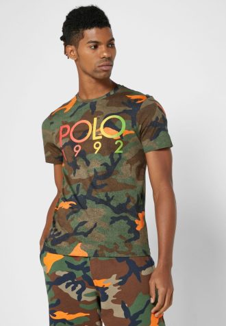 Camisetas de cuello redondo con estampado de camuflaje multicolor de Ralph Lauren para hombre