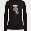 Camisetas de manga larga de algodón Ralph Lauren Utility Bear para mujer, color negro Camisetas de manga larga de algodón Ralph Lauren Utility Bear para mujer, color negro