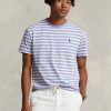 Camisetas de punto a rayas Ralph Lauren de corte entallado para hombre en azul Camisetas de punto a rayas Ralph Lauren de corte entallado para hombre en azul