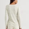 Camisetas Henley de mezcla de algodón a rayas Ralph Lauren para mujer en color crema Camisetas Henley de mezcla de algodón a rayas Ralph Lauren para mujer en color crema
