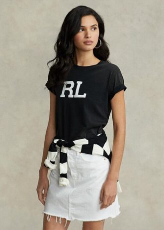Camisetas negras con el logotipo de Ralph Lauren RL para mujer