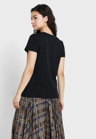 Camisetas negras de cuello redondo con logotipo de Ralph Lauren para mujer