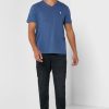 Camisetas Ralph Lauren azules con cuello en V y logo en el pecho para hombre Camisetas Ralph Lauren azules con cuello en V y logo en el pecho para hombre