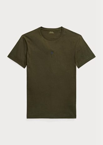 Camisetas Ralph Lauren de cuello redondo, personalizadas y ajustadas, en color oliva para hombre
