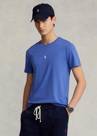Camisetas Ralph Lauren de cuello redondo, personalizadas y entalladas, en azul marino para hombre Camisetas Ralph Lauren de cuello redondo, personalizadas y entalladas, en azul marino para hombre