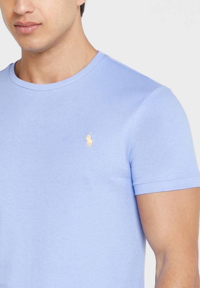 Camisetas Ralph Lauren Essential de cuello redondo para hombre en azul Camisetas Ralph Lauren Essential de cuello redondo para hombre en azul