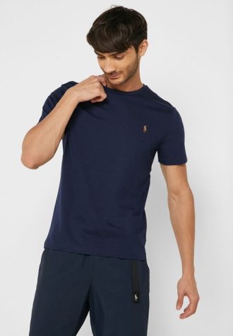 Camisetas Ralph Lauren Essential de cuello redondo para hombre en azul marino