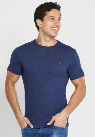 Camisetas Ralph Lauren Essential de cuello redondo para hombre en azul marino