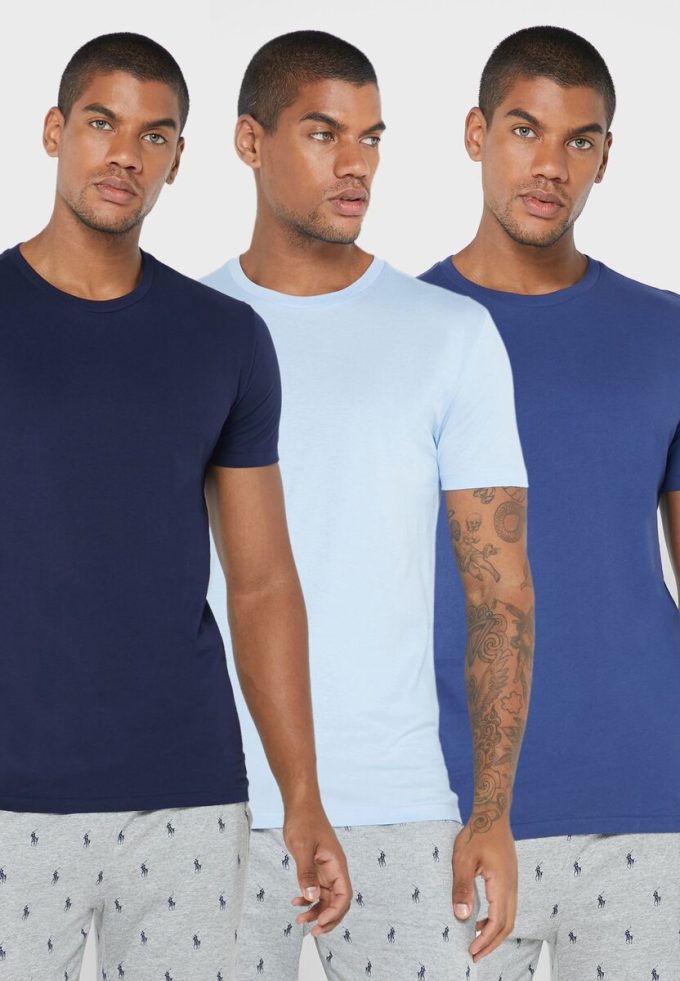 Camisetas Ralph Lauren multicolores de cuello redondo para hombre (paquete de 3)