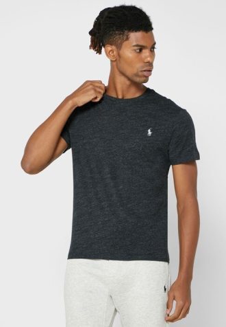 Camisetas Ralph Lauren negras de cuello redondo con logo en el pecho para hombre