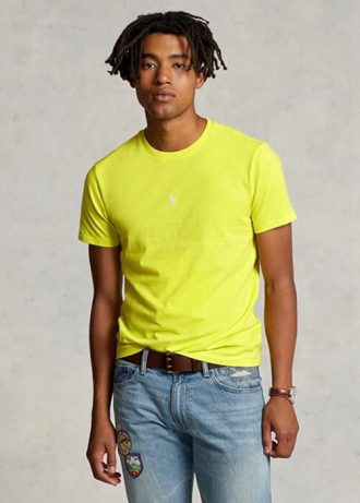 Camisetas Ralph Lauren personalizadas de cuello redondo y corte entallado para hombre, color amarillo