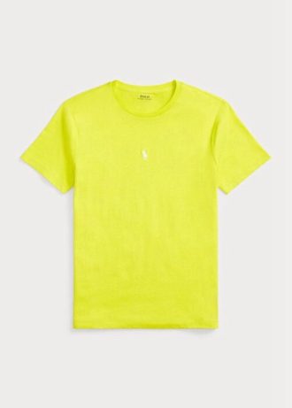 Camisetas Ralph Lauren personalizadas de cuello redondo y corte entallado para hombre, color amarillo
