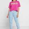 Camisetas rosas con cuello redondo y gráficos de Ralph Lauren para mujer