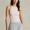 Camisetas sin mangas de algodón acanalado Ralph Lauren para mujer en color rosa Camisetas sin mangas de algodón acanalado Ralph Lauren para mujer en color rosa