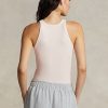 Camisetas sin mangas de algodón acanalado Ralph Lauren para mujer en color rosa Camisetas sin mangas de algodón acanalado Ralph Lauren para mujer en color rosa