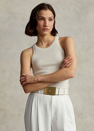 Camisetas sin mangas de cachemira Ralph Lauren para mujer en color crema