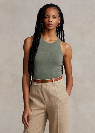 Camisetas sin mangas de cachemira Ralph Lauren verdes para mujer