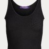 Camisetas sin mangas de malla de seda Ralph Lauren negras para mujer